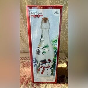 NIB San Miguel Festive Frosty Christmas Light Up Wine Bottle 12”